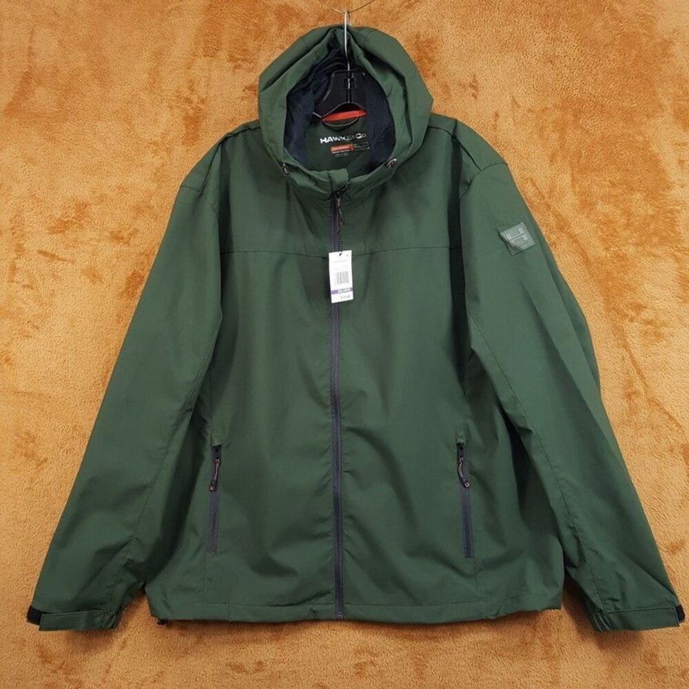 Hawke & Co Jacket Mens XXL Green Zip Up Hooded Defender Lightweight Windbreaker